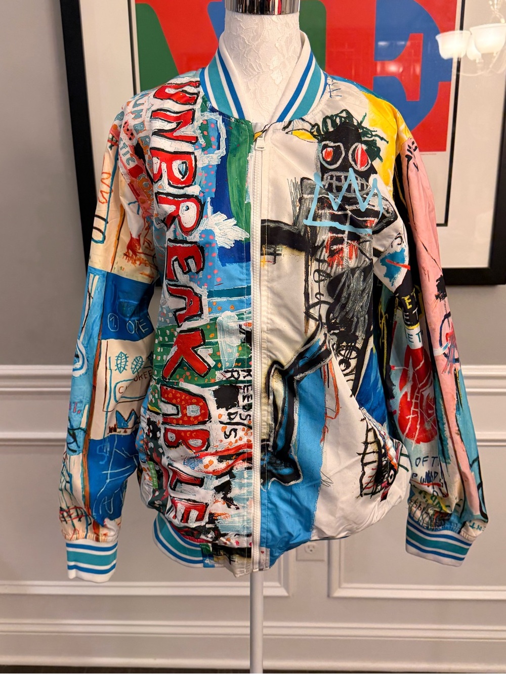 Members Only x Jean-Michel Basquiat Windbreaker Bomber Jacket Size M